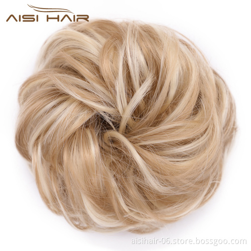Aisi Hair Multi Color Synthetic Curly Donut Chignon Bun Elastic Rope Rubber Band Hairpiece Ponytail Extension For Women